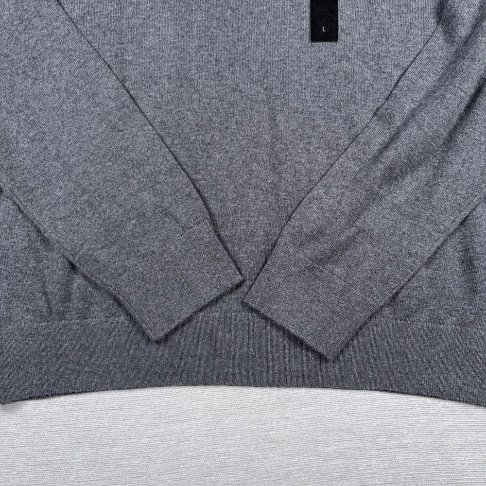 Banana Republic Premium Luxe 1/4 Zip Sweater Mens L Gray Cotton Silk Cashmere